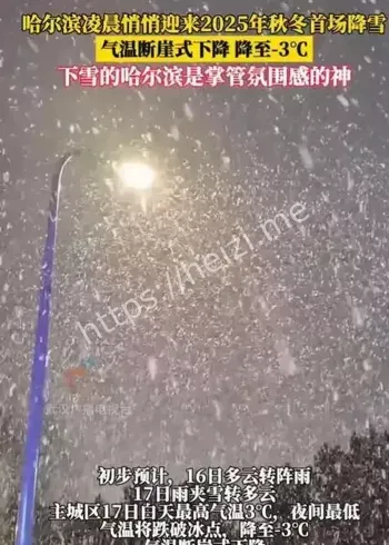 哈尔滨首场冬雪